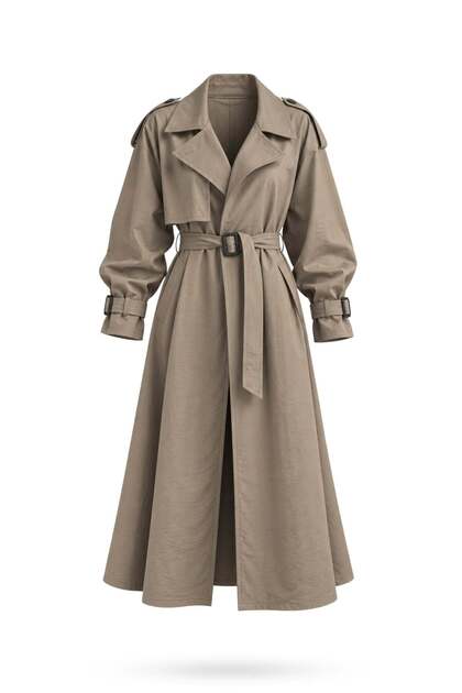 Mink Belted Trench Coat with Epaulet Detail 8646