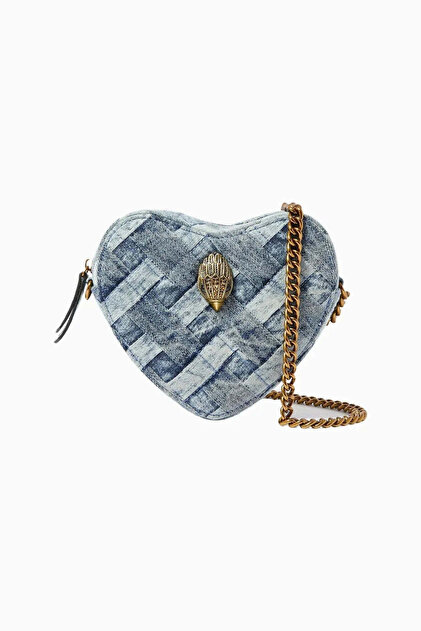 Kensington Heart Denim Luxury Design Women's Crossbody Bag - Blue