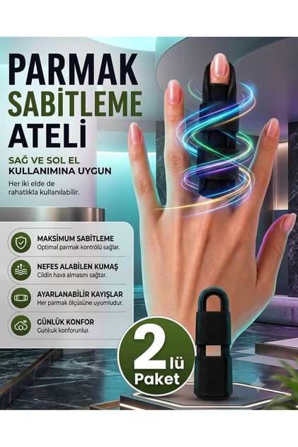 2'li Ayarlanabilir Parmak Ateli ve Kırık Aparatı - Orta, İşaret, Yüzük ve Serçe Parmaklar İçin Uyumlu