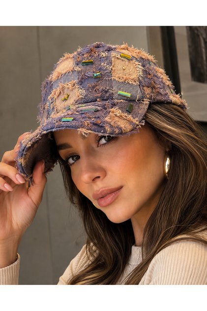 Mink Stone Embroidered Tweed Cap Hat Spk22