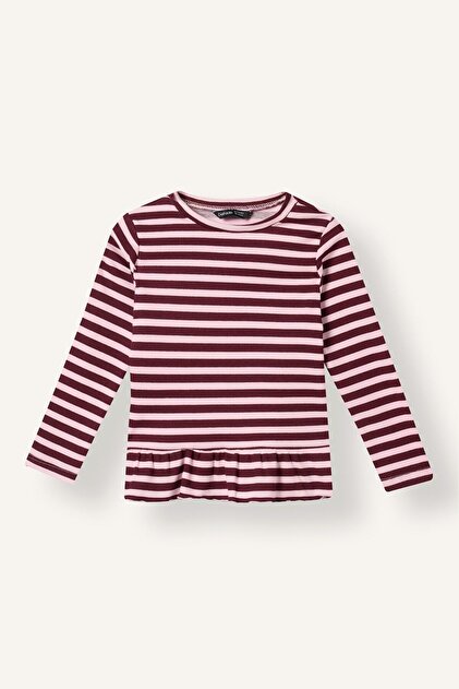Relax Fit Crew Neck Striped Ruffle Long Sleeve T-Shirt Baby Girl I5091A526Au