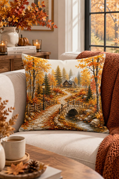 Husă de pernă cu imprimare digitală pe două fețe, seria de toamnă (Halloween Autumn)
