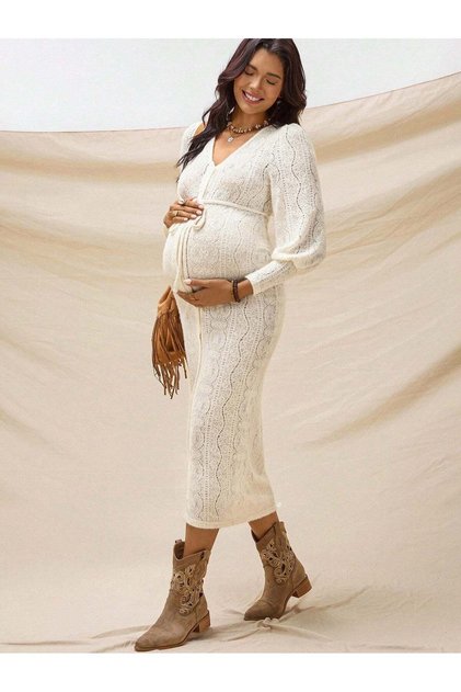 Rochie maxi, crem - L