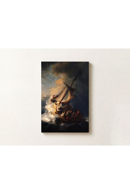 Tablou pe pânză 70x100 cm Dormitor, Living, Bucătărie, Furtuna pe Marea Galileii, Rembrandt, Picturi celebre