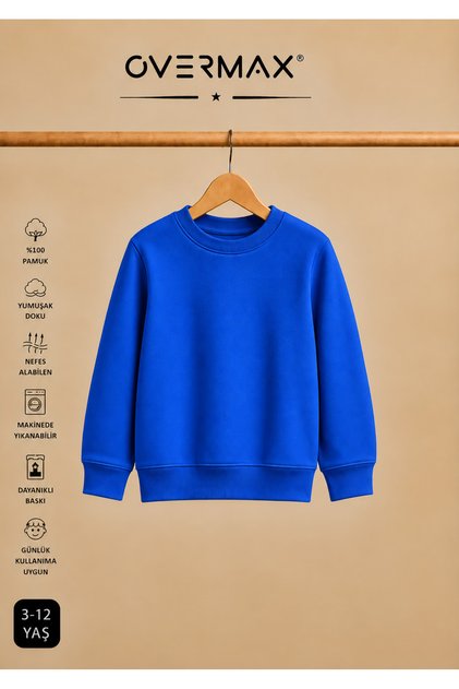 Çocuk Bisiklet Yaka Basic Sweatshirt - 3-12 Yaş