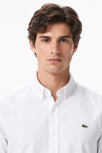 Mens Slim Fit White Shirt Dar Kesim Pamuklu Erkek Gömlek Beyaz