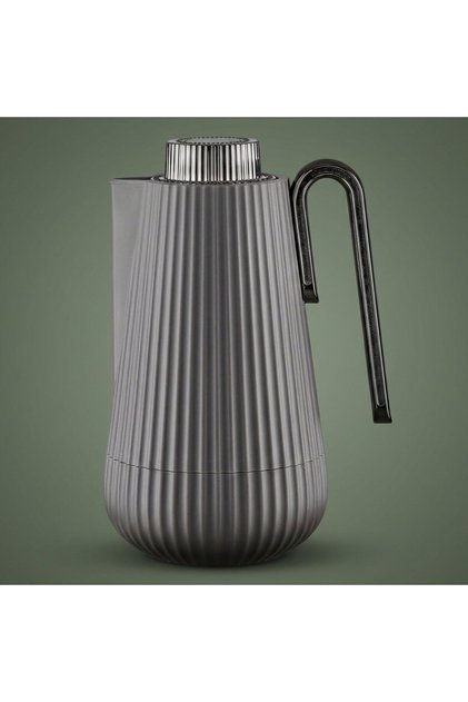 Smo Thermos, 0.7 liter, nickel handle, glass inner material, press type - glossy black cappuccino