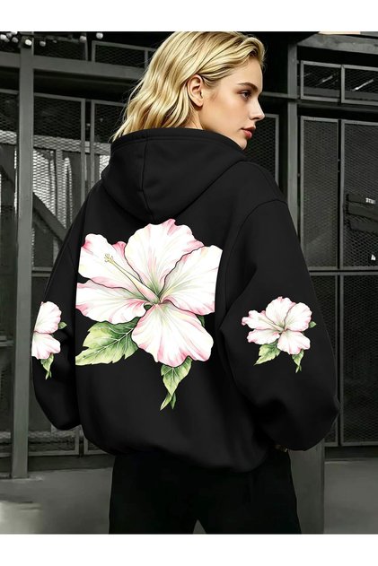 Unisex Sleeve Printed Hooded Kangaroo Pocket Comfortable Fit Regular Cut Sweatshirt