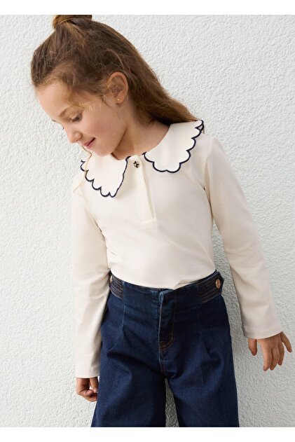 Girl's Baby Collar Long Sleeve Tshirt