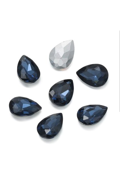 Gluing Stone - {Arkası Bombeli} Navy Blue Drop 4X6Mm (100 Ad)