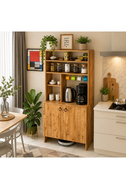 Кухненски шкаф с рафтове и 2 врати, 18 мм ПДЧ, 80 x 35 x 170 см