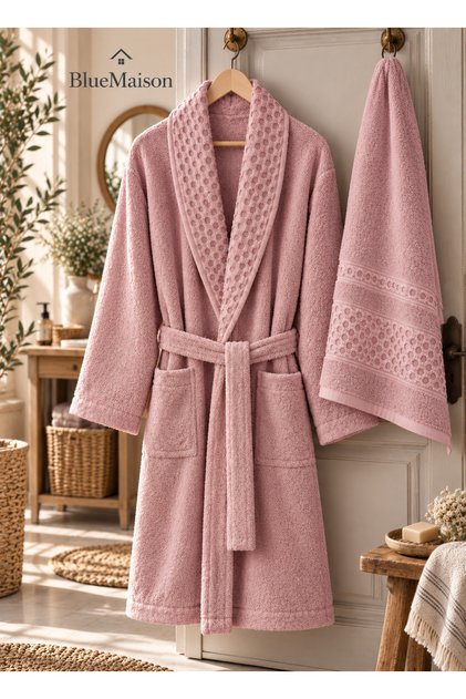 Waffle Bathrobe Set Single Towel + Bathrobe | Unisex | Men's Bathrobe | Women's Bathrobe | M/L |
