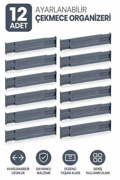 12 Adjustable Drawer Organizers