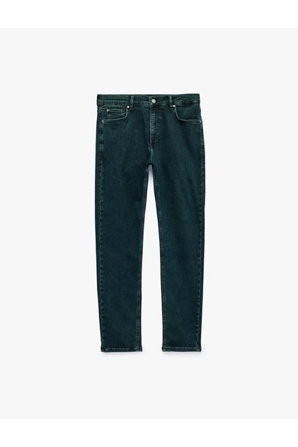 Regular Waist Pocketed Cotton Slim Fit Jean Trousers - Brad Jean