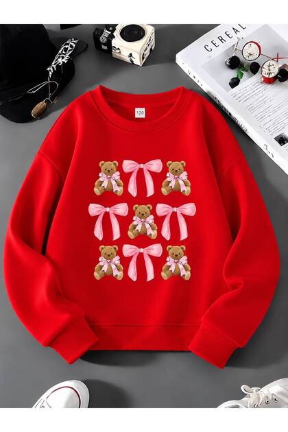 3-Ply Combed Cotton Ribbon Printed Unisex Children's Crewneck Sweatshirt Qa1