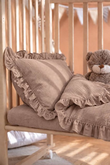 H&C Cool Boy Baby Muslin Bedding Set 4 Pieces 100X150 cm with Sheets and 2 Pillowcases Ruffled
