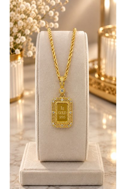 Gold Renk İçi Kaplama Gram Dolgulu 60 cm Burgu Zincirli Kolye - M4