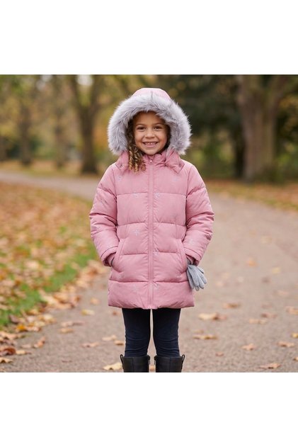 Girls' Winter Inflatable Coat Water-Repellent Cold-Proof Fur-Coated