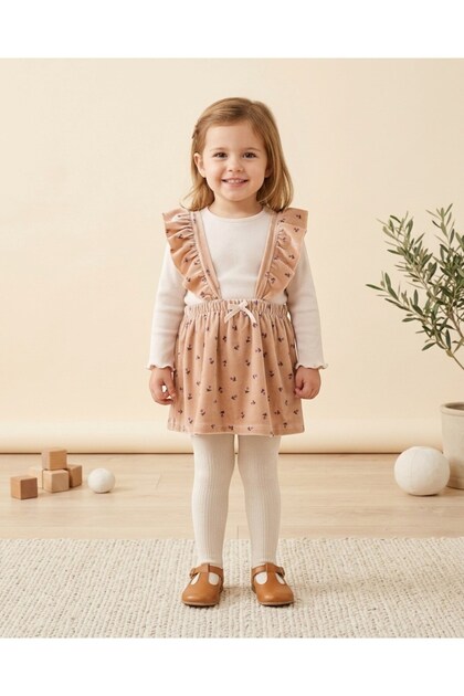 Girl's Salopet Dress and Badi 2-Piece Set 2-3-4-5-6 Years Old