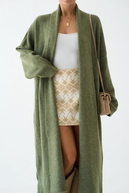 Trend Open Front Shawl Collar Long Knitted Cardigan