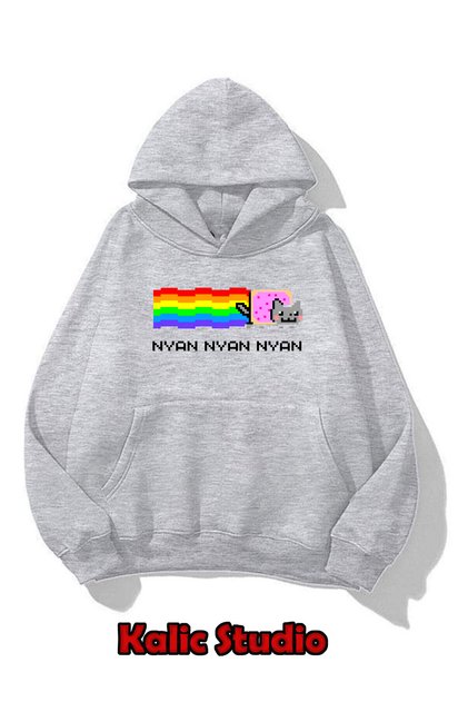 Nyan Nyan Cat Oversize Unisex Sweatshirt Gray