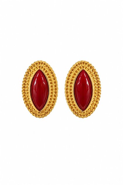 Steel Riviera Vintage Earrings Claret Red
