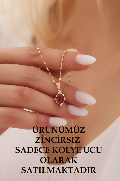 14 Ayar Altın Akik Kolye Ucu