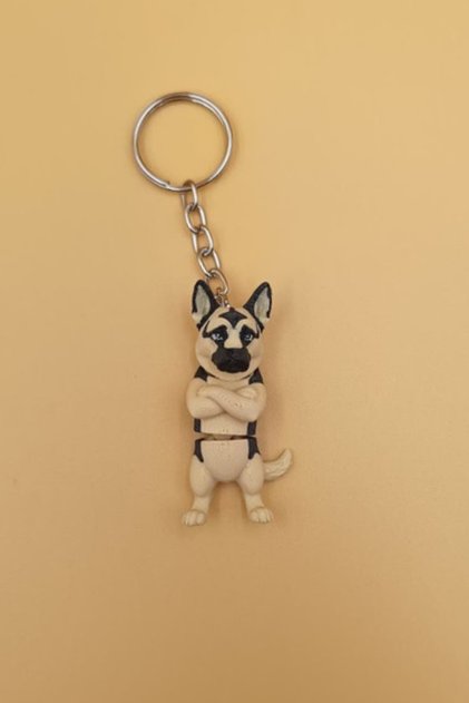Cute German Shepherd (K9 Dog) with Movable Arms and Tied Arms Keychain Bag Ornament Charm