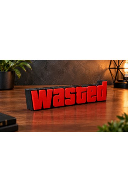 GTA Wasted Masa Üstü Dekoratif Yazı - GTA V 3D Yazıcı Masa Süsü 2li