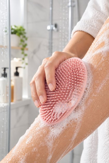 Double Sided Silicone Body Brush Shower Bath Massage Brush Flexible Body Cleansing and Exfoliating Brush