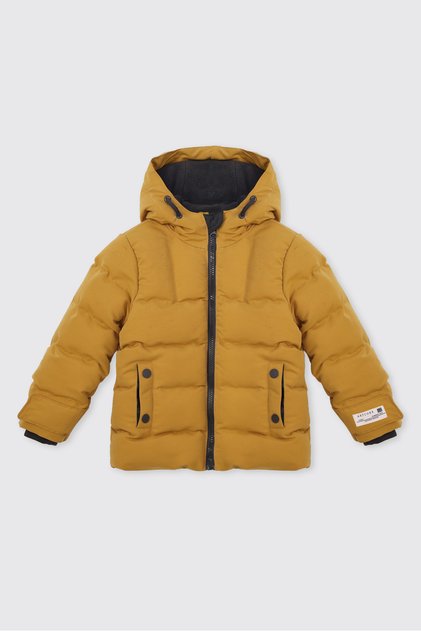 Baby Boy Zippered Hooded Mustard Coat