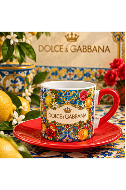 Aion Casa Luxury D&G Patterned Set of 2 Turkish Coffee Cups 90 ml