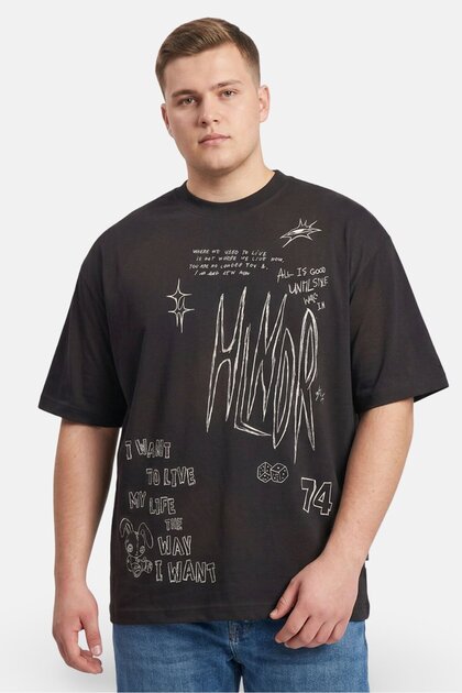 Men Crew Neck Short Sleeve Textured T-Shirt, Black