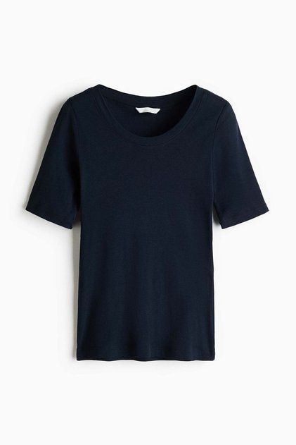 Scoop-neck pima cotton T-shirt
