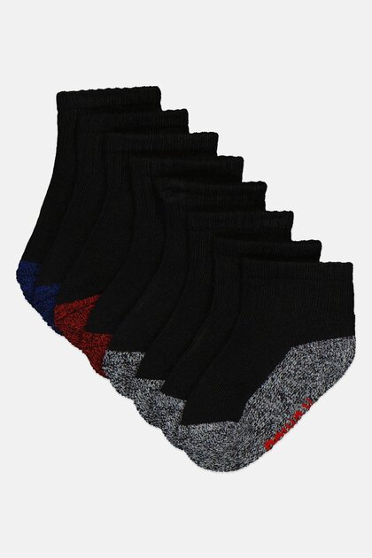 Toddlers Boy 8 Pairs Brand Logo Cushion Ankle Socks, Multicolor