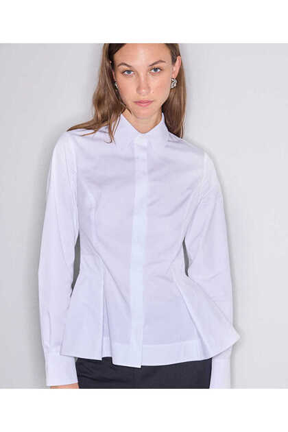 Poplin peplum gömlek