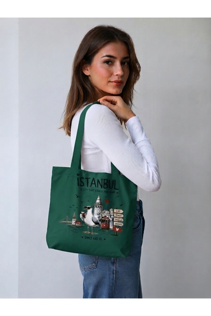 Sümer Işık Tasarım Koleksiyonu - Istanbul Souvenir Canvas Shoulder Bag