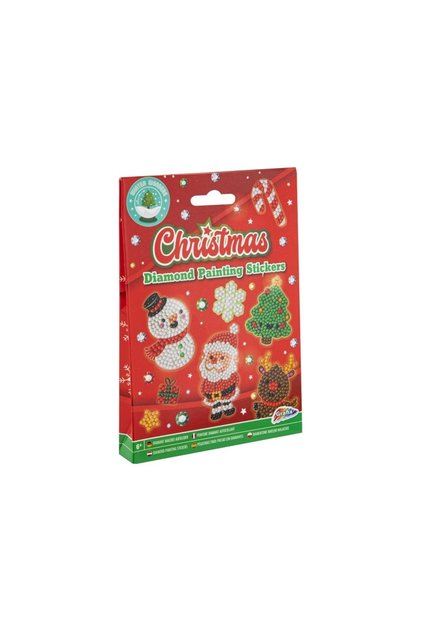 Set creativ cu tematica de Craciun, Creeaza 12 abtibilduri cu tehnica diamond paint
