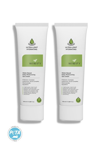 Water Based Daily Moisturizing Gel Cream 100 ml X 2 Pieces | Hyaluronic Acid, Prebiotic, Squalene, Niacinamide