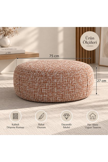 Meva Concept Modern Yuvarlak Puf – Dekoratif Oturma Pufu