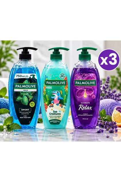 3x 750 Ml gel de dus family pack Men+Kids+Relax