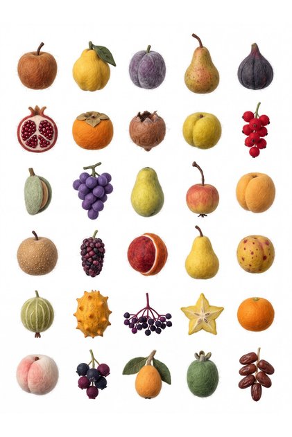 30 Pieces Wool Felt Fruit Sticker Set - Laptop, Notebook, Agenda