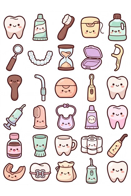 30 Pieces Cute Dental Health Sticker Set - Agenda, Notebook, Water Bottle