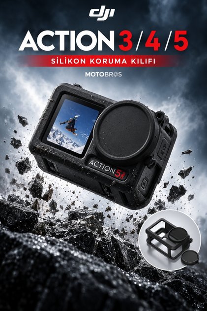 DJI Osmo Action 3-4-5 Uyumlu Silikon Koruma Kılıfı Case Guard Lens Kapağı