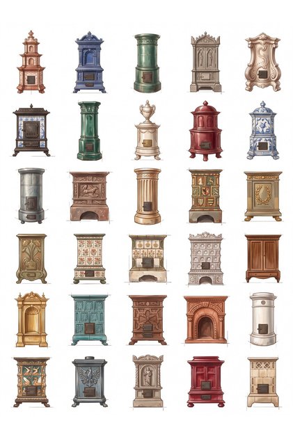 30 Pieces Antique Ceramic Stove Sticker Set - Laptop, Notebook, Agenda