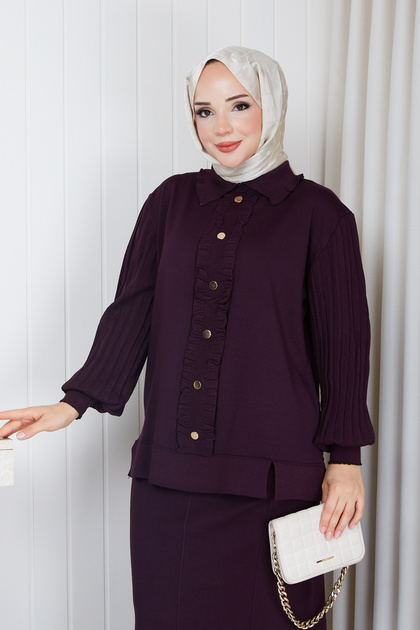Women's Mercerized Skirted Double Knitwear Suit