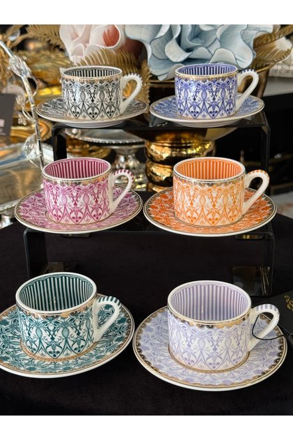 Kosova Colorful Flowers 1. Sinif Porcelain Coffee Cup Set 90ml Fnc08