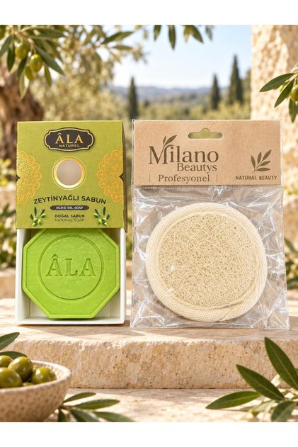 Organic Solid Soap with Olive Oil Extract - Organic Fiber with Gift