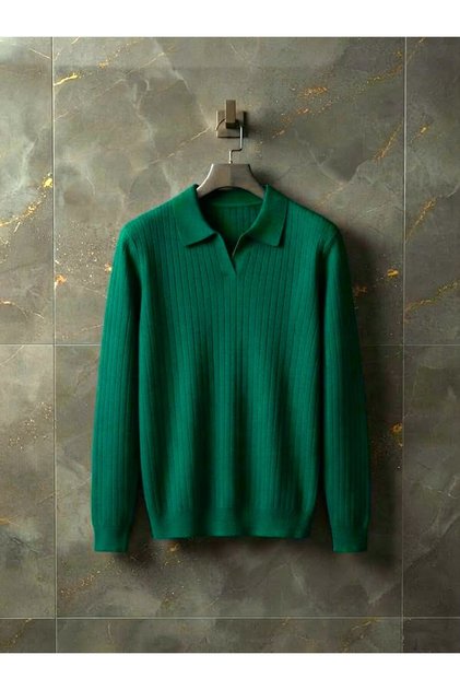 Men's Long-Sleeved Regular Fit Comfortable Polywool Seasonal Knitwear Sweater