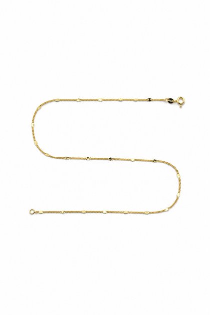 Patterned Brass Chain Necklace with Flat Spacer